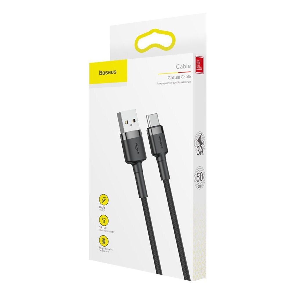 Baseus Durable Nylon Braided Wire, USB - C, 0,5 m cena un informācija | Savienotājkabeļi | 220.lv