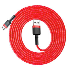 Baseus USB кабель Durable Nylon Braided Wire Usb / Micro Usb Qc3.0 1.5A, 2 м, красный, CAMKLF-C09 цена и информация | Кабели для телефонов | 220.lv