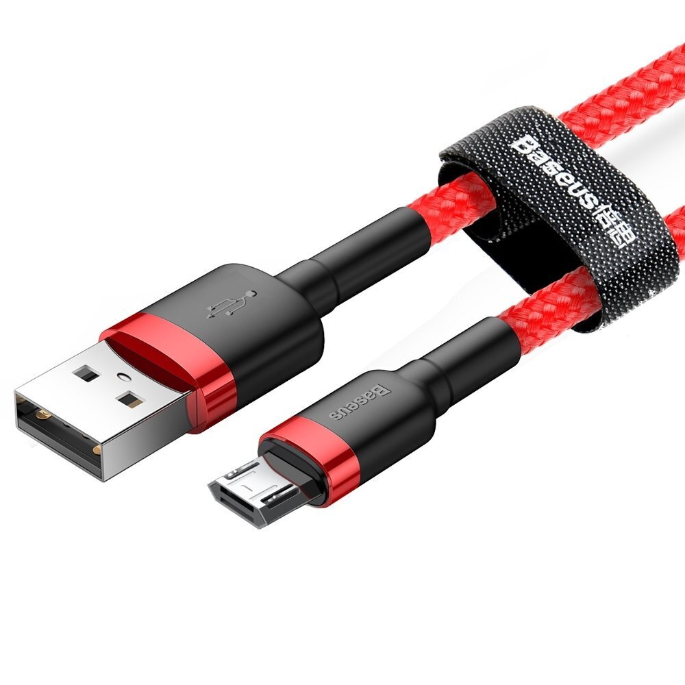 Baseus USB kabelis Durable Nylon Braided Wire Usb / Micro Usb Qc3.0 1.5A 2M sarkans CAMKLF-C09 cena un informācija | Savienotājkabeļi | 220.lv