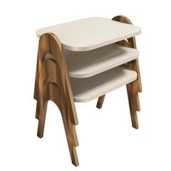 3-ju kafijas galdiņu komplekts Kalune Design 845, smilškrāsas/brūns cena un informācija | Žurnālgaldiņi | 220.lv