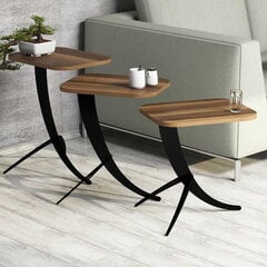 3-ju kafijas galdiņu komplekts Kalune Design 845(I), tumši brūns/melns cena un informācija | Žurnālgaldiņi | 220.lv