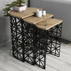 3-ju kafijas galdiņu komplekts Kalune Design 845, gaiši brūns/melns cena un informācija | Žurnālgaldiņi | 220.lv