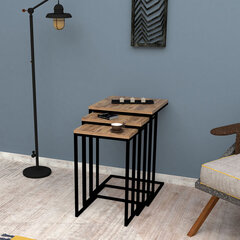 3-ju kafijas galdiņu komplekts Kalune Design 835, brūns/melns cena un informācija | Žurnālgaldiņi | 220.lv