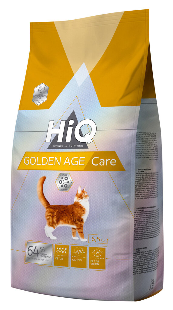 HiQ sausā barība vecākiem kaķiem Golden Age Care, 6.5 kg цена и информация | Sausā barība kaķiem | 220.lv