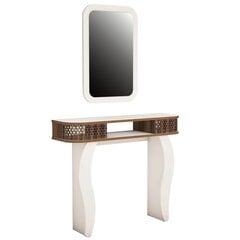 Комплект стола и зеркала Kalune Design 845, белый/коричневый цена и информация | Туалетные столики | 220.lv
