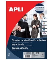 Uzlīmes nosaukumiem - APLI 63,5 x 29,6 mm, A4, 27 uzlīmes vienā loksnē, 20 loksnes cena un informācija | Burtnīcas un papīra preces | 220.lv