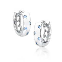 Серебряные серьги с цирконием Aquamarine, Hoop цена и информация | Серьги | 220.lv