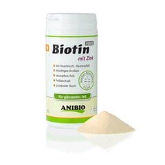 Anibio suņu un kaķu barības piedeva ādas un kažokādu kopšanai Biotin Pulver, 220 g. cena un informācija | Vitamīni, uztura bagātinātāji, pretparazītu līdzekļi suņiem | 220.lv