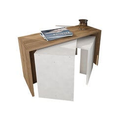 3-ju kafijas galdiņu komplekts Kalune Design 756, balts/brūns cena un informācija | Žurnālgaldiņi | 220.lv