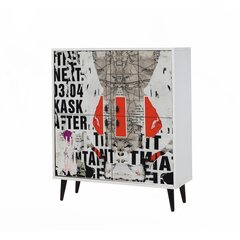 Шкаф Kalune Design 869, 111 см, белый/красный цена и информация | Шкафчики в гостиную | 220.lv