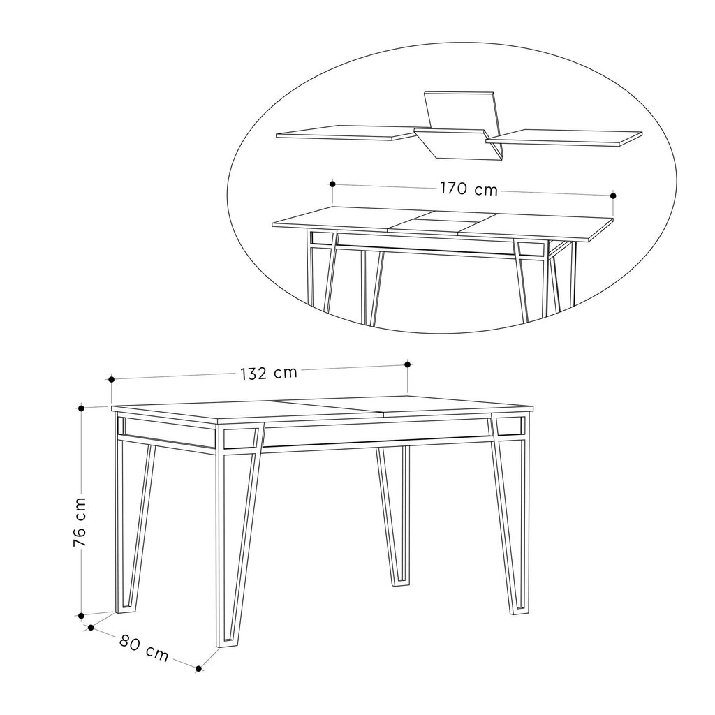 Izvelkams galds Kalune Design 855, balts cena un informācija | Virtuves galdi, ēdamgaldi | 220.lv