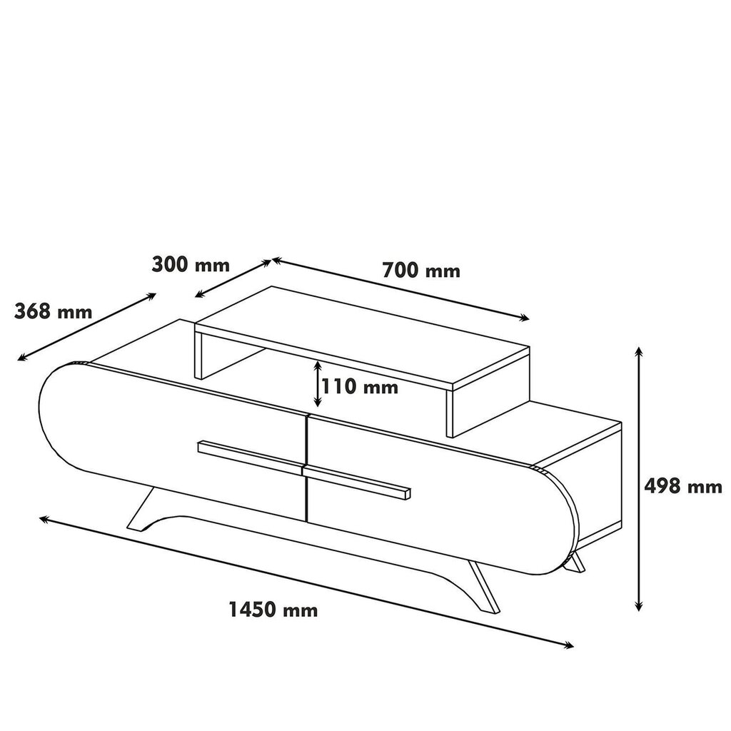 TV galdiņš Kalune Design 845, 145 cm, brūns/dzeltens cena un informācija | TV galdiņi | 220.lv