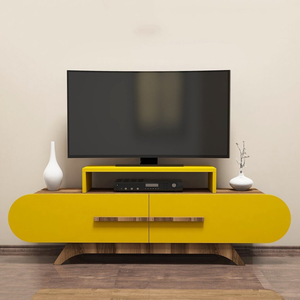 TV galdiņš Kalune Design 845, 145 cm, brūns/dzeltens cena un informācija | TV galdiņi | 220.lv