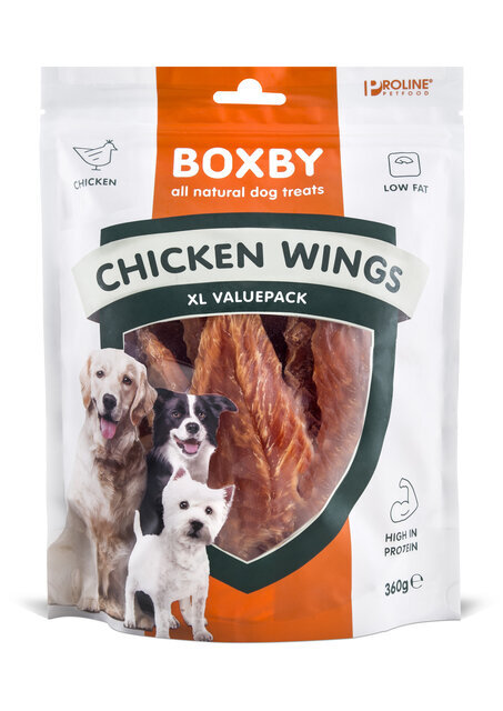 Boxby Chicken Wings gardums suņiem ar vistas gaļu, 360 g cena un informācija | Gardumi suņiem | 220.lv