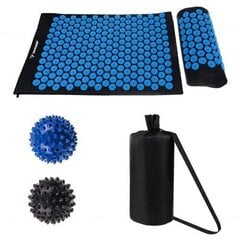 Коврик для акупунктурного массажа с подушкой, двумя шариками и сумкой цена и информация | Аксессуары для массажа | 220.lv