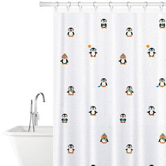 Tatkraft FUNNY PENGUINS Штора для ванной, текстиль, 180х180 сm, 12 колец в комплекте, водоотталкивающий материал цена и информация | Аксессуары для ванной комнаты | 220.lv