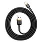 Kabelis Baseus USB Durable Nylon Braided Wire Usb / Lightning Qc3.0 2.4A 1m, melns/ zelta CALKLF-BV1 cena un informācija | Savienotājkabeļi | 220.lv