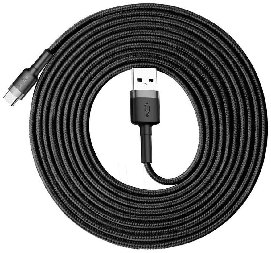 Kabelis Baseus USB Durable Nylon Braided Wire Usb / Usb-C Qc3.0 2A 3m, melns/ pelēks cena un informācija | Savienotājkabeļi | 220.lv