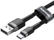 Kabelis Baseus USB Durable Nylon Braided Wire Usb / Usb-C Qc3.0 2A 3m, melns/ pelēks cena un informācija | Savienotājkabeļi | 220.lv