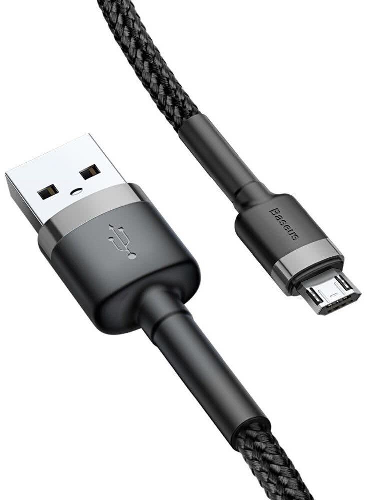 Kabelis Baseus USB Durable Nylon Braided Wire Usb / Micro Usb 2A 3m, melns/ pelēks (Camklf-Hg1) cena un informācija | Savienotājkabeļi | 220.lv