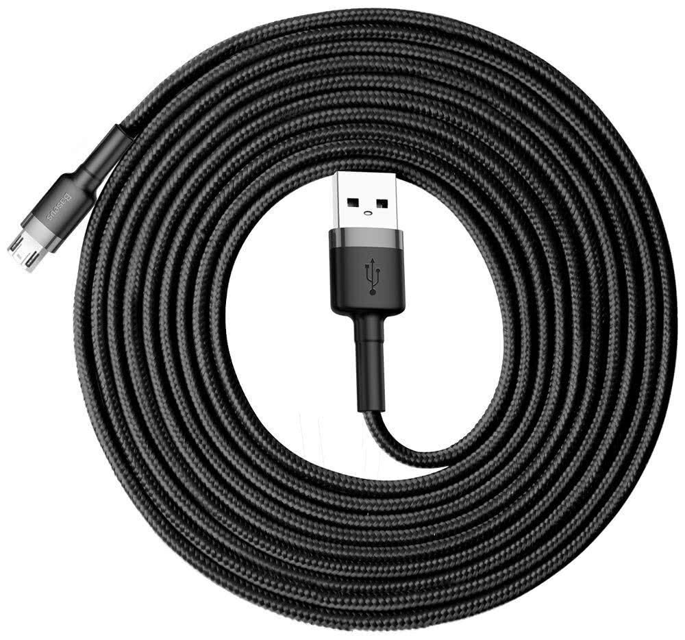 Kabelis Baseus USB Durable Nylon Braided Wire Usb / Micro Usb 2A 3m, melns/ pelēks (Camklf-Hg1) cena un informācija | Savienotājkabeļi | 220.lv