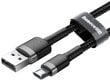 Kabelis Baseus USB Durable Nylon Braided Wire Usb / Micro Usb 2A 3m, melns/ pelēks (Camklf-Hg1) cena un informācija | Savienotājkabeļi | 220.lv
