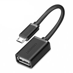 Adapteris Ugreen USB (female) - micro USB (male) OTG 12 cm USB 2.0 480 Mbps, melns (US133 10396) cena un informācija | Savienotājkabeļi | 220.lv