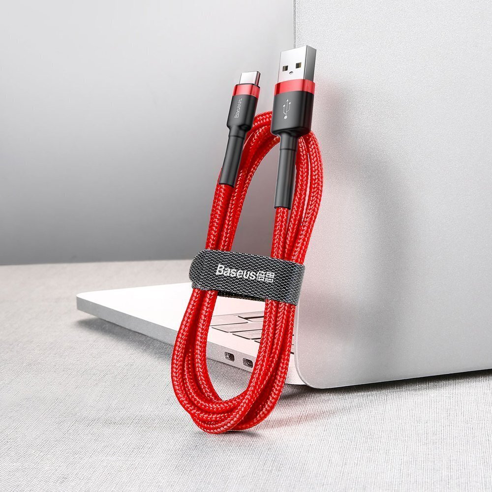 Kabelis Baseus USB Nylon Braided Wire Usb / Usb-C Qc3.0 2A 3m, sarkans CATKLF-U09 cena un informācija | Savienotājkabeļi | 220.lv