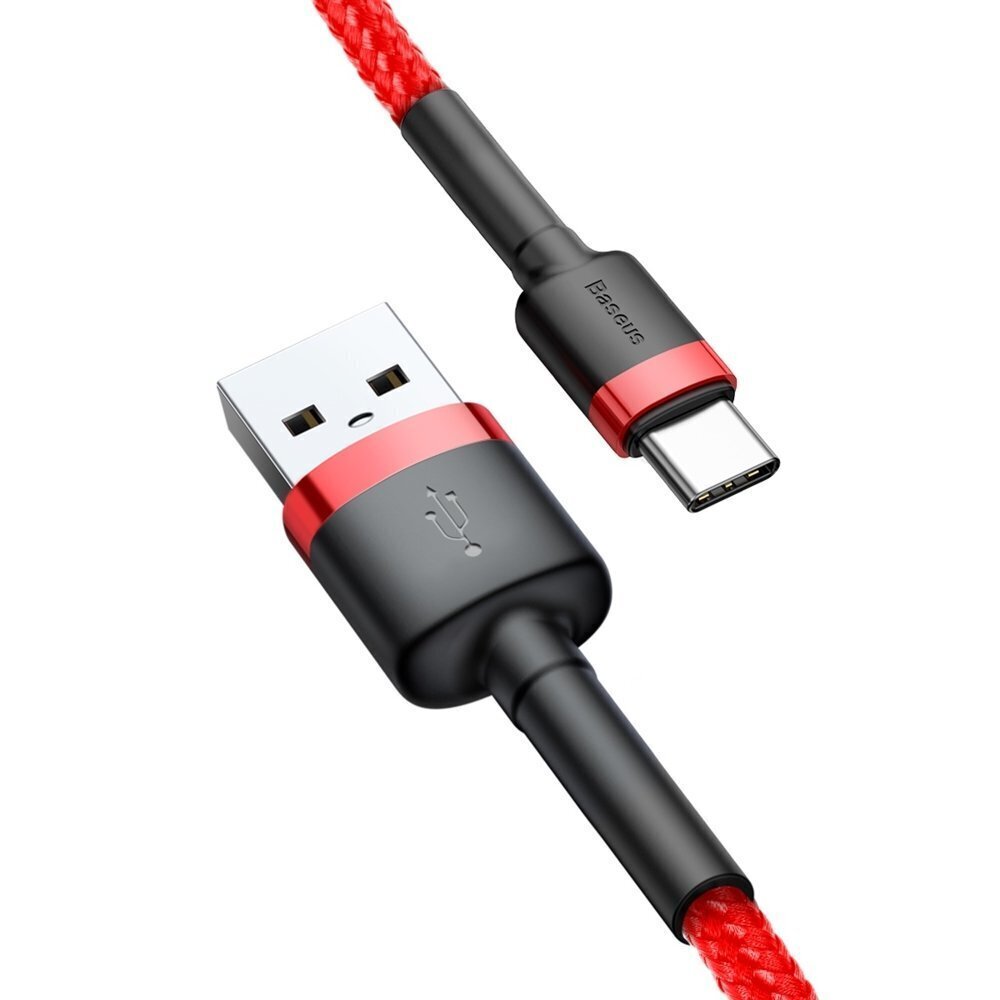 Kabelis Baseus USB Nylon Braided Wire Usb / Usb-C Qc3.0 2A 3m, sarkans CATKLF-U09 cena un informācija | Savienotājkabeļi | 220.lv