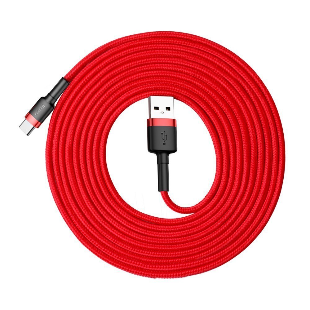 Kabelis Baseus USB Nylon Braided Wire Usb / Usb-C Qc3.0 2A 3m, sarkans CATKLF-U09 cena un informācija | Savienotājkabeļi | 220.lv
