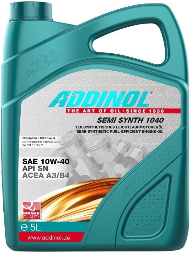 Motoreļļa Addinol Semi Synth 1040 10w40 - 5L cena un informācija | Motoreļļas | 220.lv