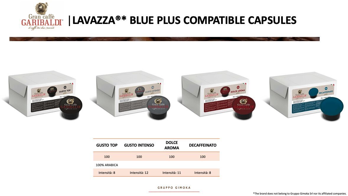100 gab. Kafijas kapsulas Lavazza Blue aparātiem, Gran Caffe Garibaldi - Dolce Aroma cena un informācija | Kafija, kakao | 220.lv