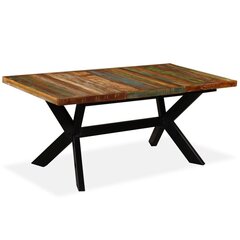 vidaXL virtuves galds, 180 cm, pārstrādāts masīvkoks un tērauda kājas cena un informācija | Virtuves galdi, ēdamgaldi | 220.lv