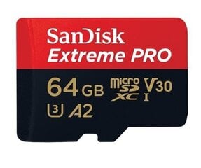 Atmiņas karte Secure Digital micro Extreme Pro 64GB 170MB / s A2 / V30 / UHS-I / U3 cena un informācija | Atmiņas kartes fotokamerām | 220.lv