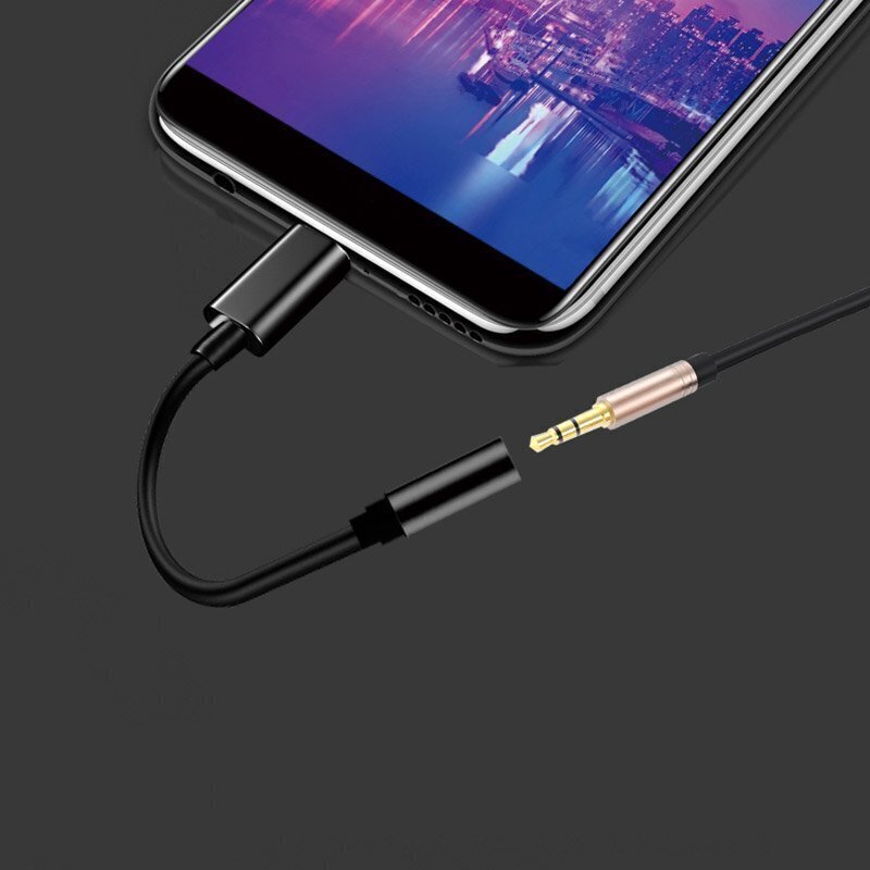 Adapteris USB C tipa spraudnim ar 3,5 mm mini Female ligzdu, melns цена и информация | Savienotājkabeļi | 220.lv