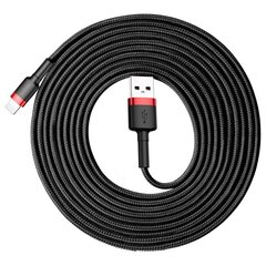 Kabelis Baseus USB Durable Nylon Braided Wire Usb / Lightning Qc3.0 2A 3m, melns/ sarkans CALKLF-R91 cena un informācija | Savienotājkabeļi | 220.lv