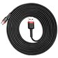 Kabelis Baseus USB Durable Nylon Braided Wire USB / Micro USB 2A 3 m, melns/sarkans cena un informācija | Savienotājkabeļi | 220.lv