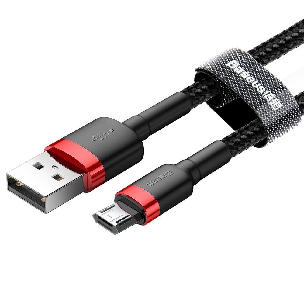 Kabelis Baseus USB Durable Nylon Braided Wire USB / Micro USB 2A 3 m, melns/sarkans cena un informācija | Savienotājkabeļi | 220.lv
