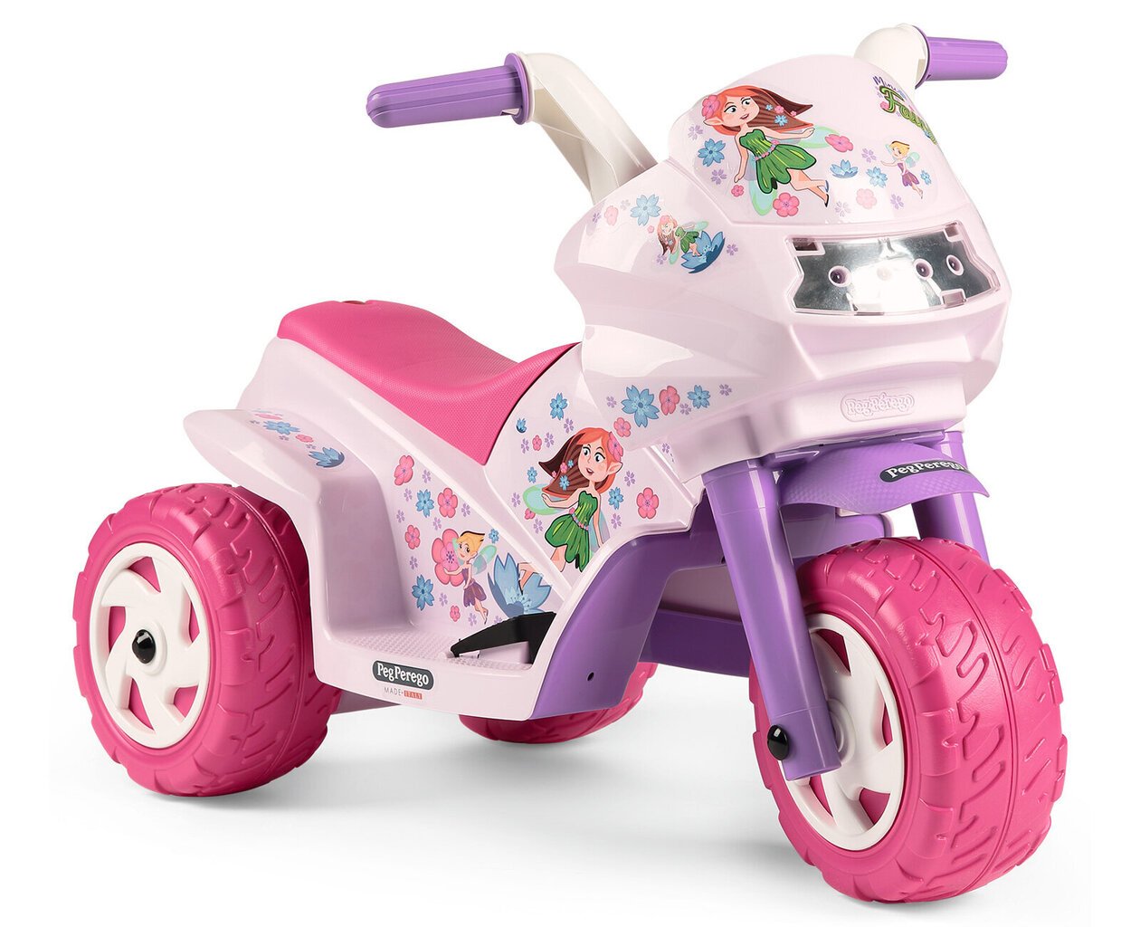 Vienvietīgs trīsriteņu bērnu elektriskais motocikls Peg Perego Mini Fairy  6V, rozā cena | 220.lv