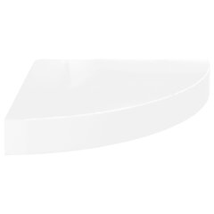 vidaXL stūra sienas plaukts, spīdīgi balts, 25x25x3,8 cm, MDF цена и информация | Полки | 220.lv