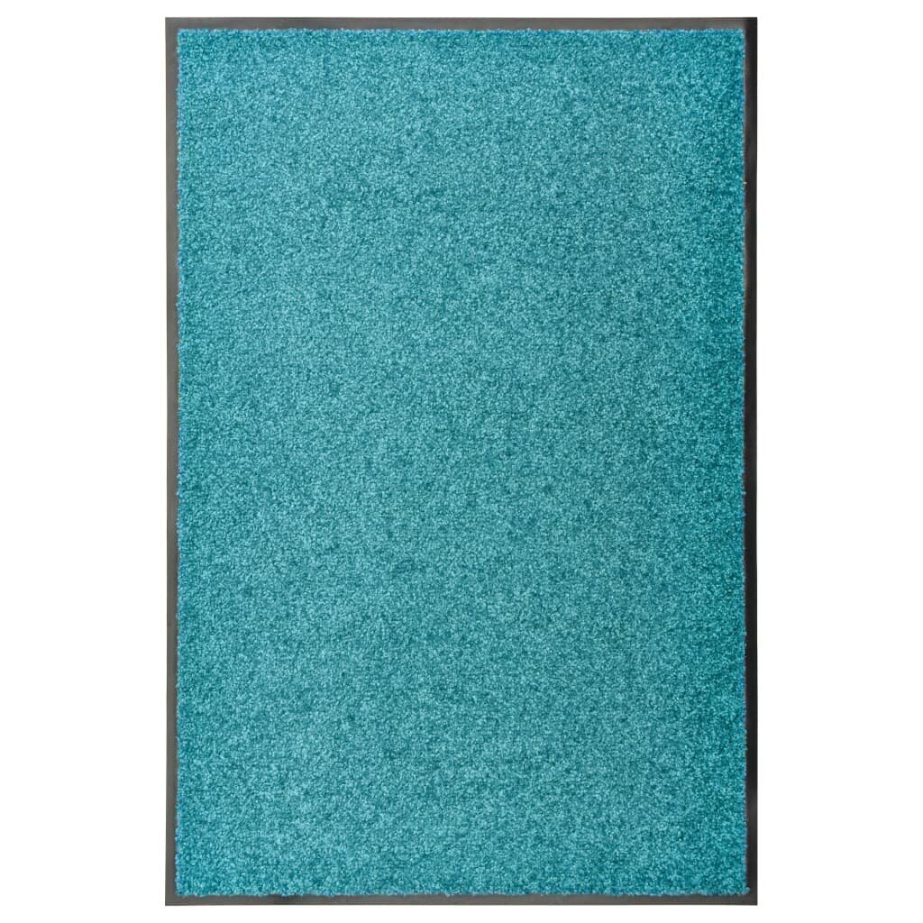 vidaXL durvju paklājs, mazgājams, ciānkrāsā, 60x90 cm cena un informācija | Kājslauķi | 220.lv