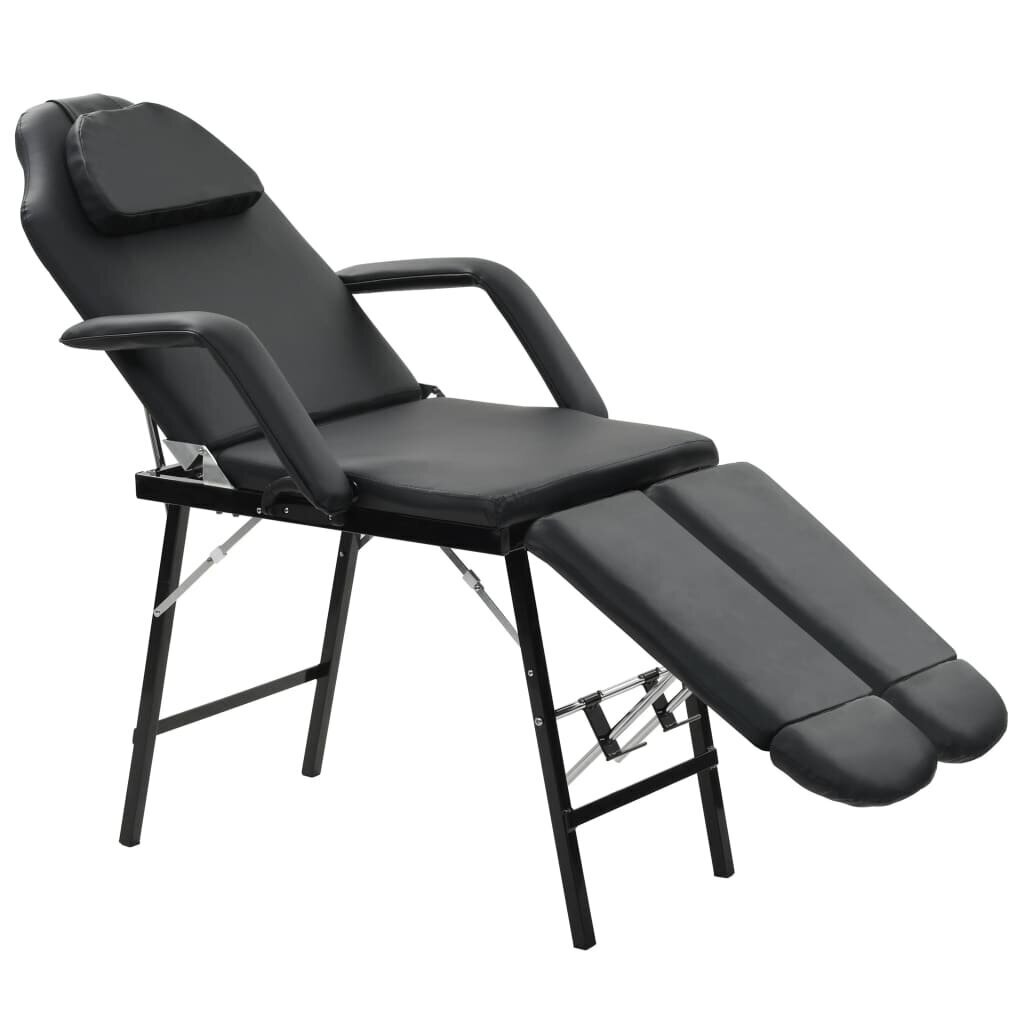 vidaXL kosmetoloģijas krēsls, mākslīgā āda, 185x78x76 cm, melns cena un informācija | Atpūtas krēsli | 220.lv