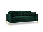 Dīvāns Micadoni Home Mamaia 2S, tumši zaļš/zelta krāsas