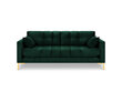 Dīvāns Micadoni Home Mamaia 3S, tumši zaļš/zelta krāsas cena un informācija | Dīvāni | 220.lv