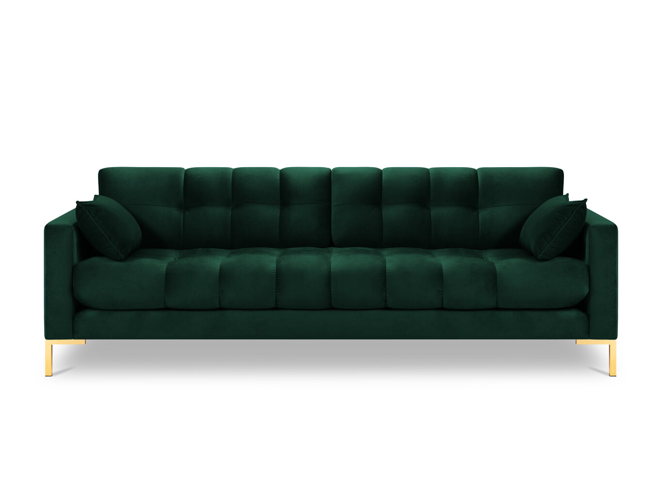 Dīvāns Micadoni Home Mamaia 4S, tumši zaļš/zelta krāsas cena un informācija | Dīvāni | 220.lv