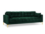 Dīvāns Micadoni Home Mamaia 4S, tumši zaļš/zelta krāsas