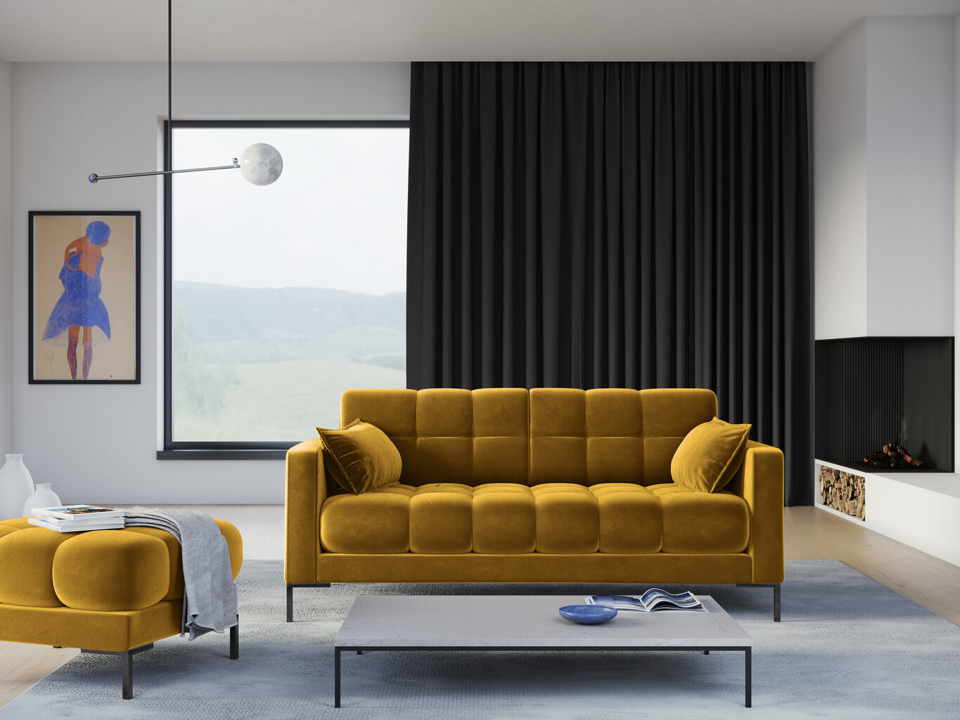 Dīvāns Micadoni Home Mamaia 2S, dzeltens/melns цена и информация | Dīvāni | 220.lv