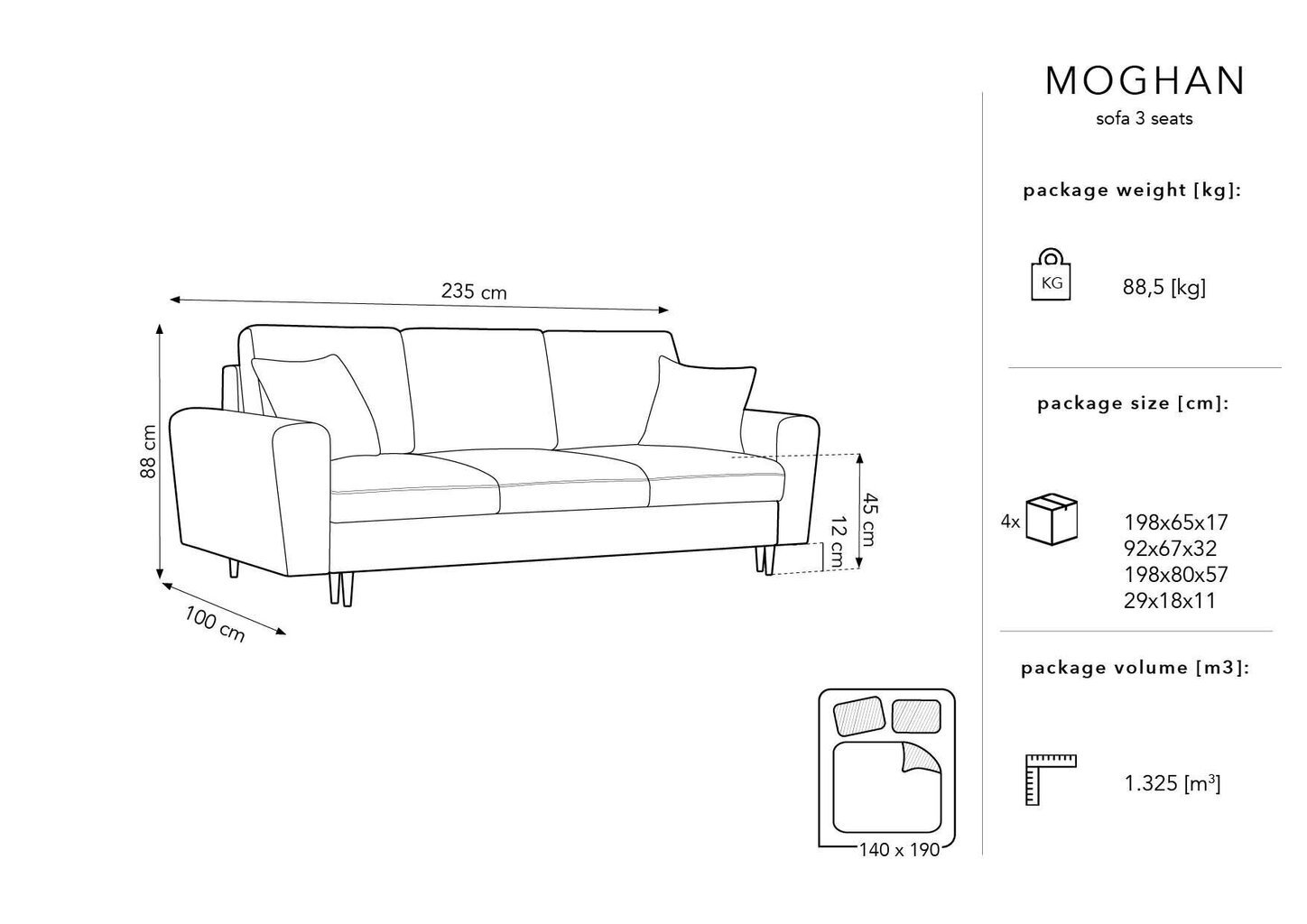 Dīvāns Micadoni Home Moghan 3S, smilškrāsas/zelta krāsas cena un informācija | Dīvāni | 220.lv
