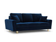 Dīvāns Micadoni Home Moghan 3S, tumši zils/zelta krāsas cena un informācija | Dīvāni | 220.lv
