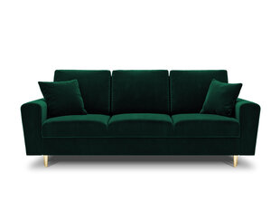 Dīvāns Micadoni Home Moghan 3S, tumši zaļš/zelta krāsas cena un informācija | Dīvāni | 220.lv
